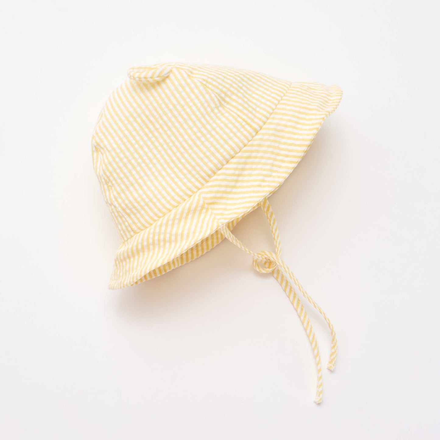 Striped Bucket Hat with Little Ears YELLOW