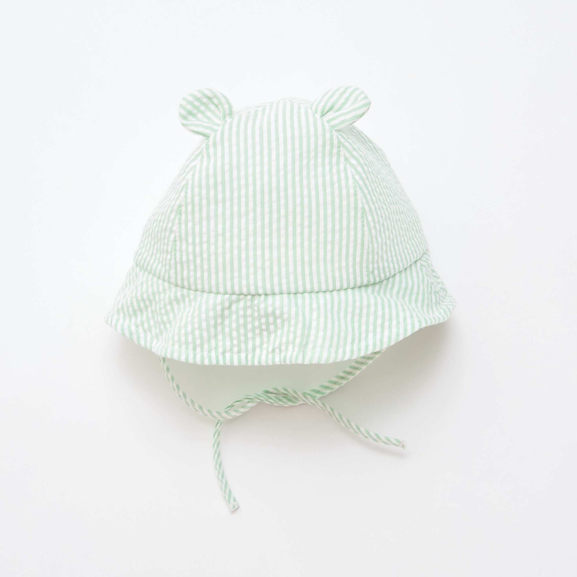 Striped Bucket Hat with Little Ears GREEN