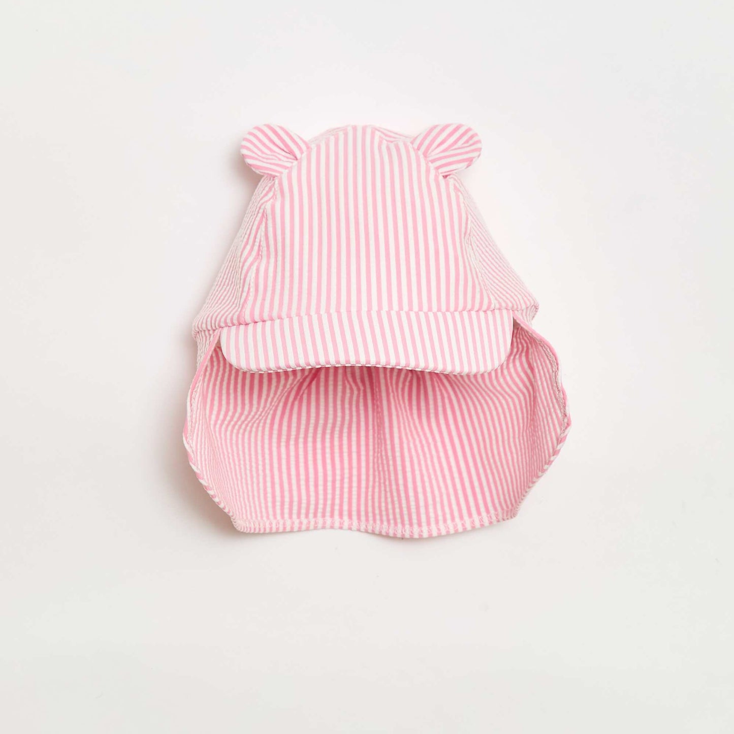 Striped Cap with Neck Flap and Ears PINK