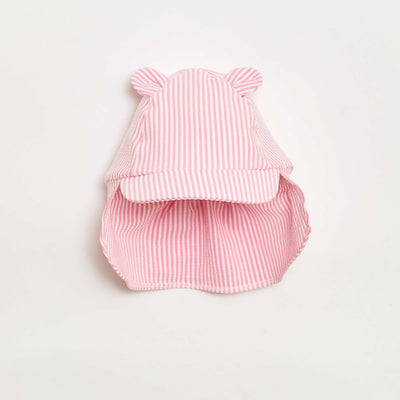 Striped Cap with Neck Flap and Ears PINK