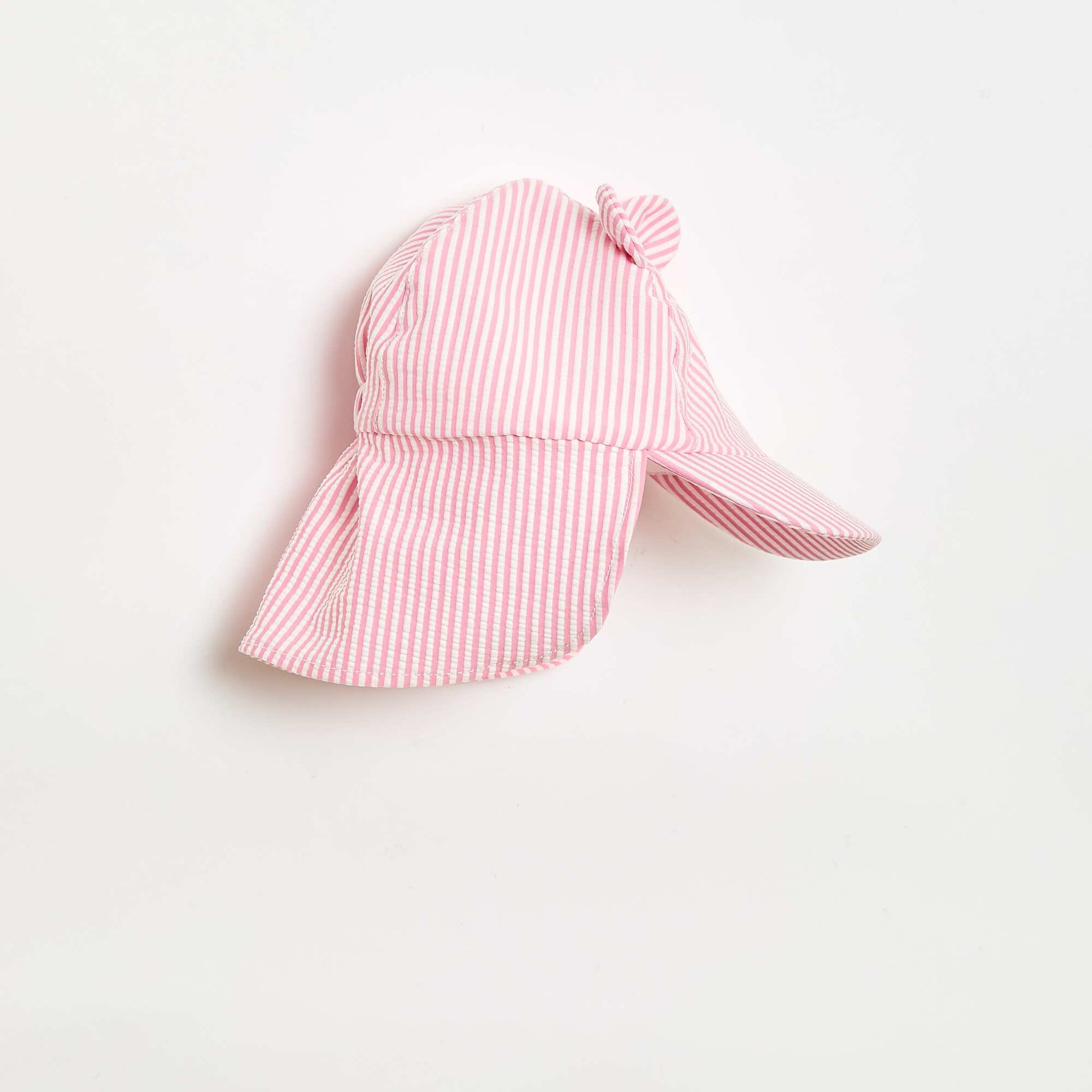 Striped Cap with Neck Flap and Ears PINK