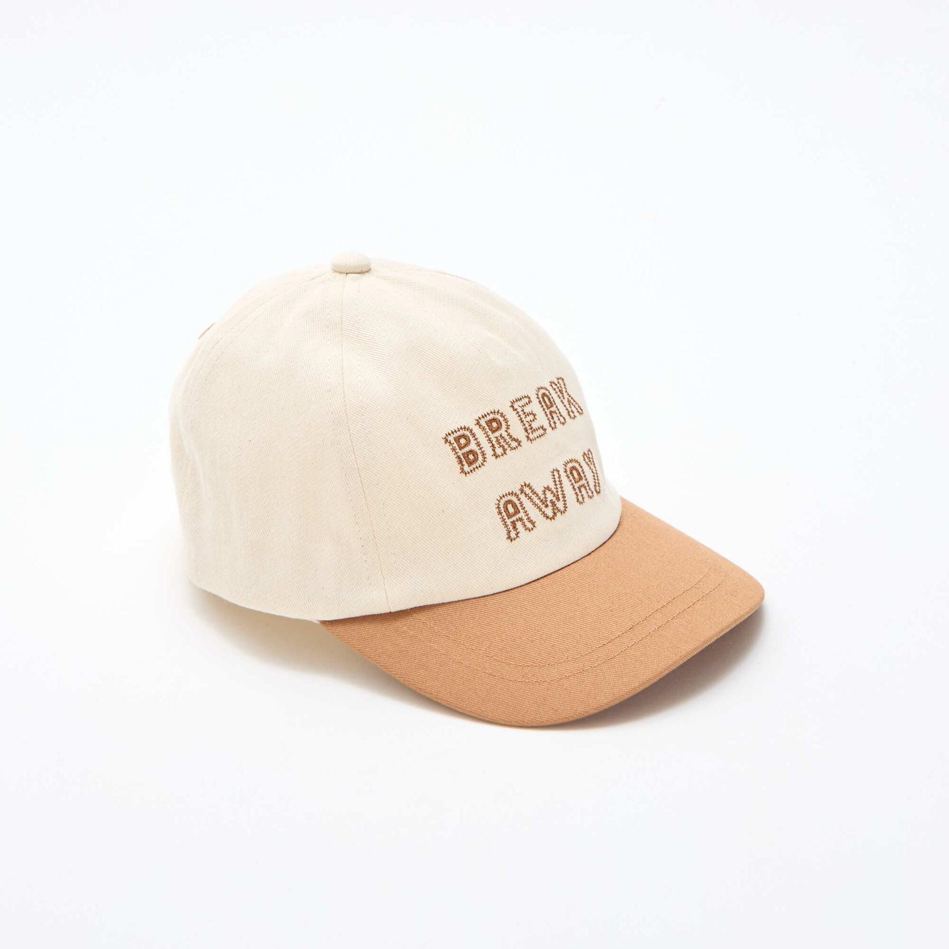 Embroidered Fabric Cap BEIGE