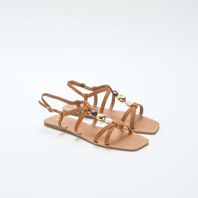 Jewel-Detail Sandals BROWN