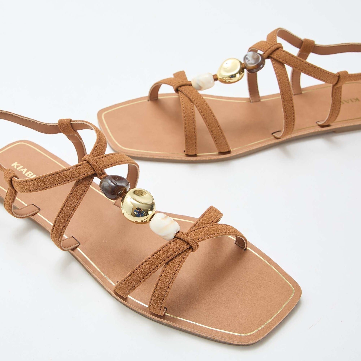Jewel-Detail Sandals BROWN