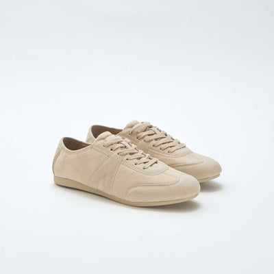 Plain Mixed-Material Sneakers BEIGE
