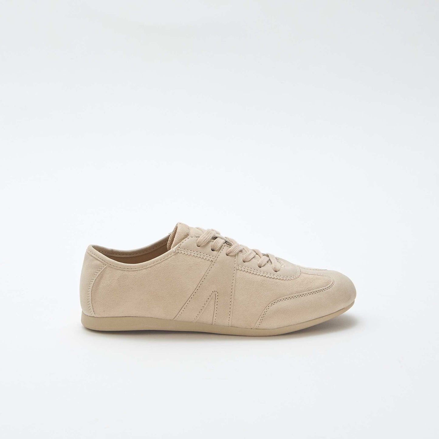 Plain Mixed-Material Sneakers BEIGE