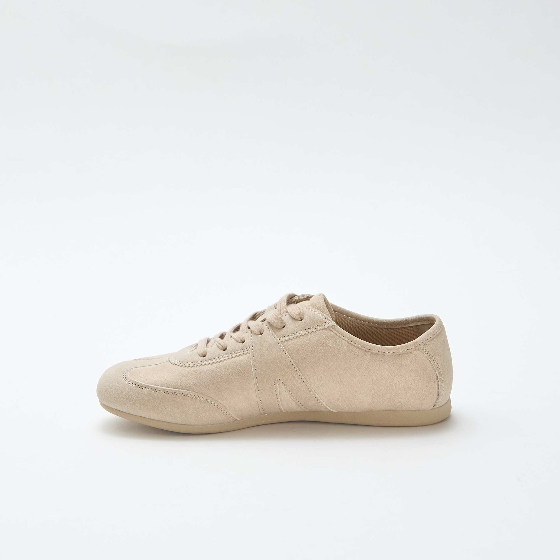Plain Mixed-Material Sneakers BEIGE