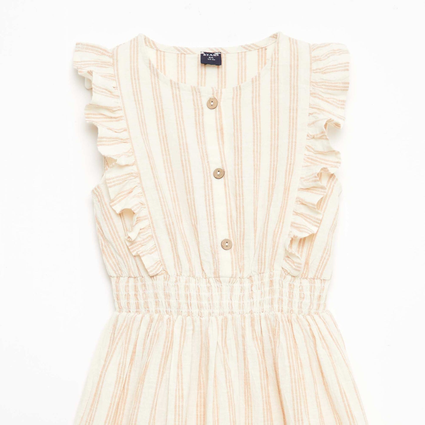 Striped Linen-Cotton Dress BEIGE