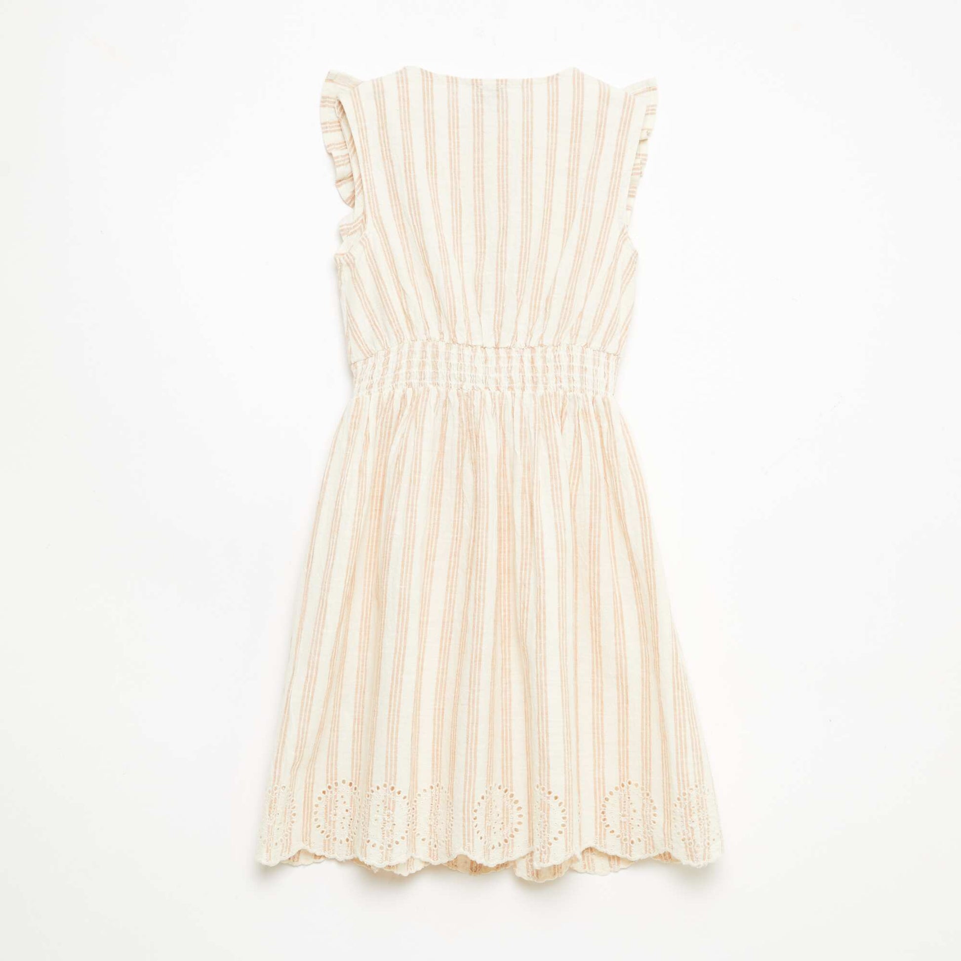 Striped Linen-Cotton Dress BEIGE