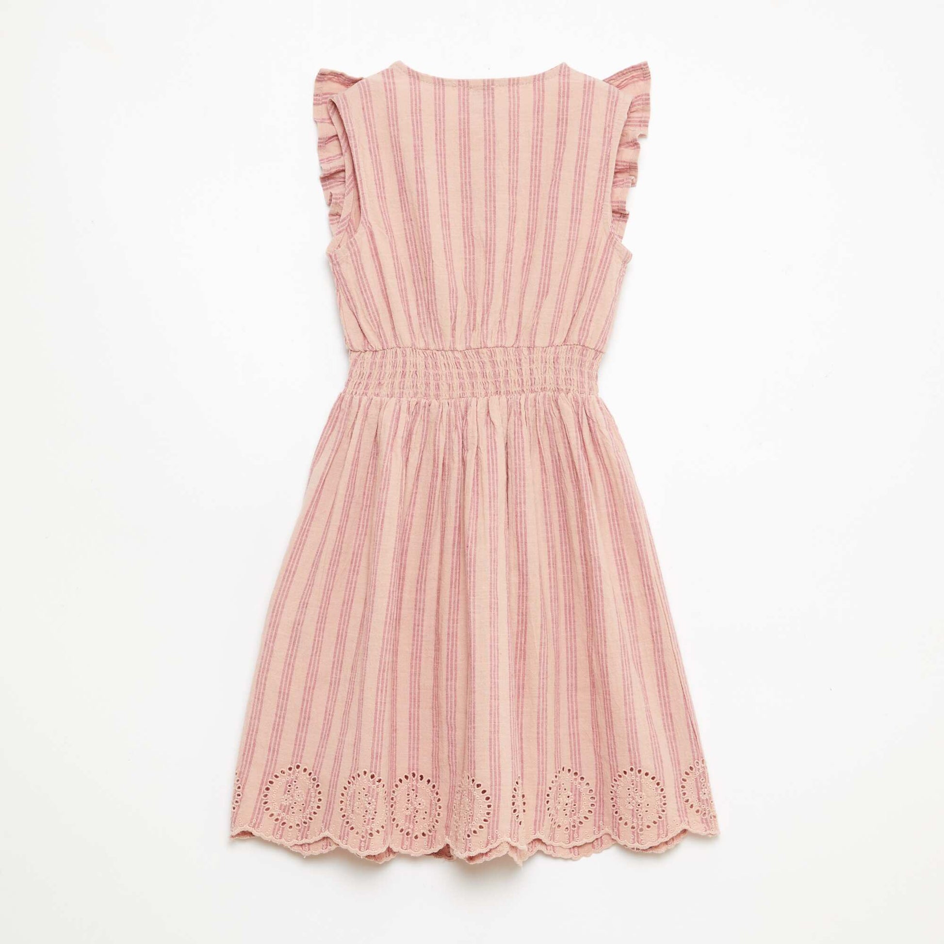 Striped Linen-Cotton Dress PINK