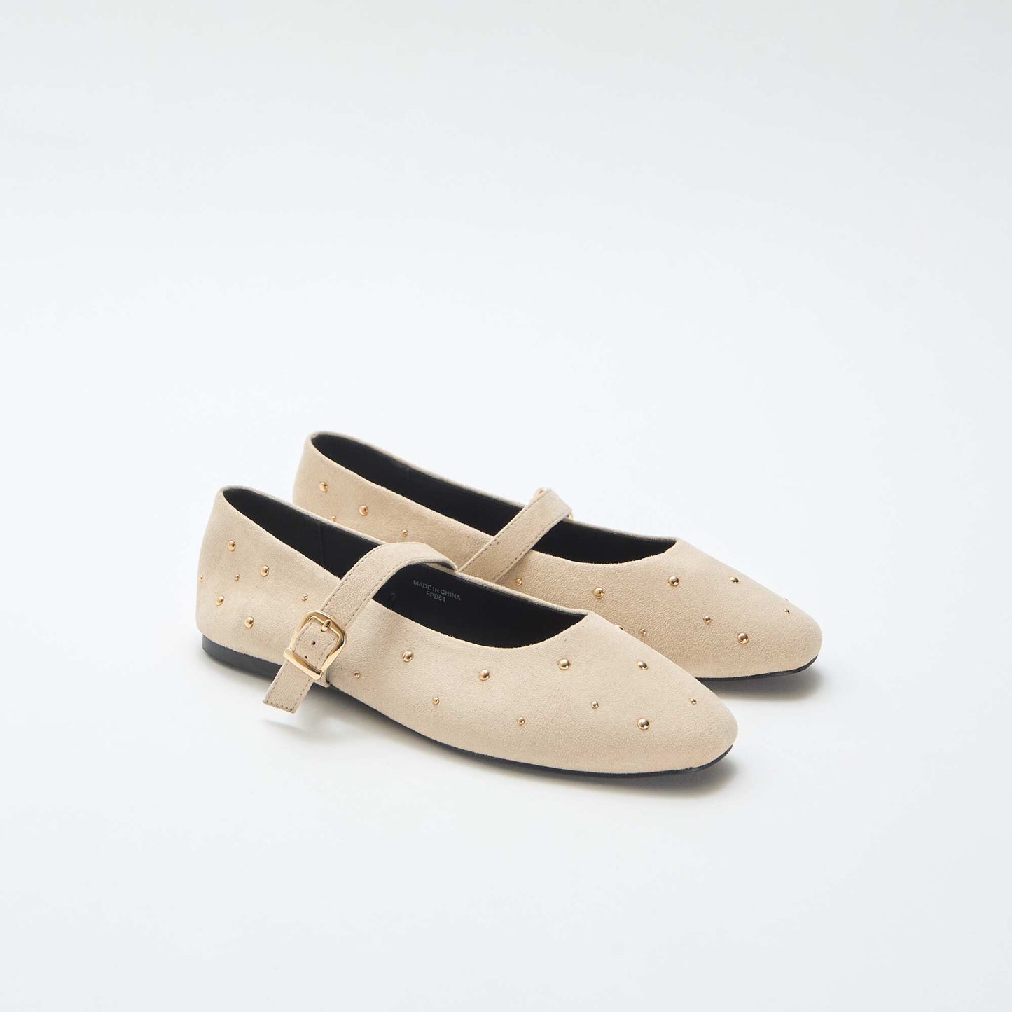 Flat Faux Leather Ballet Flats BEIGE