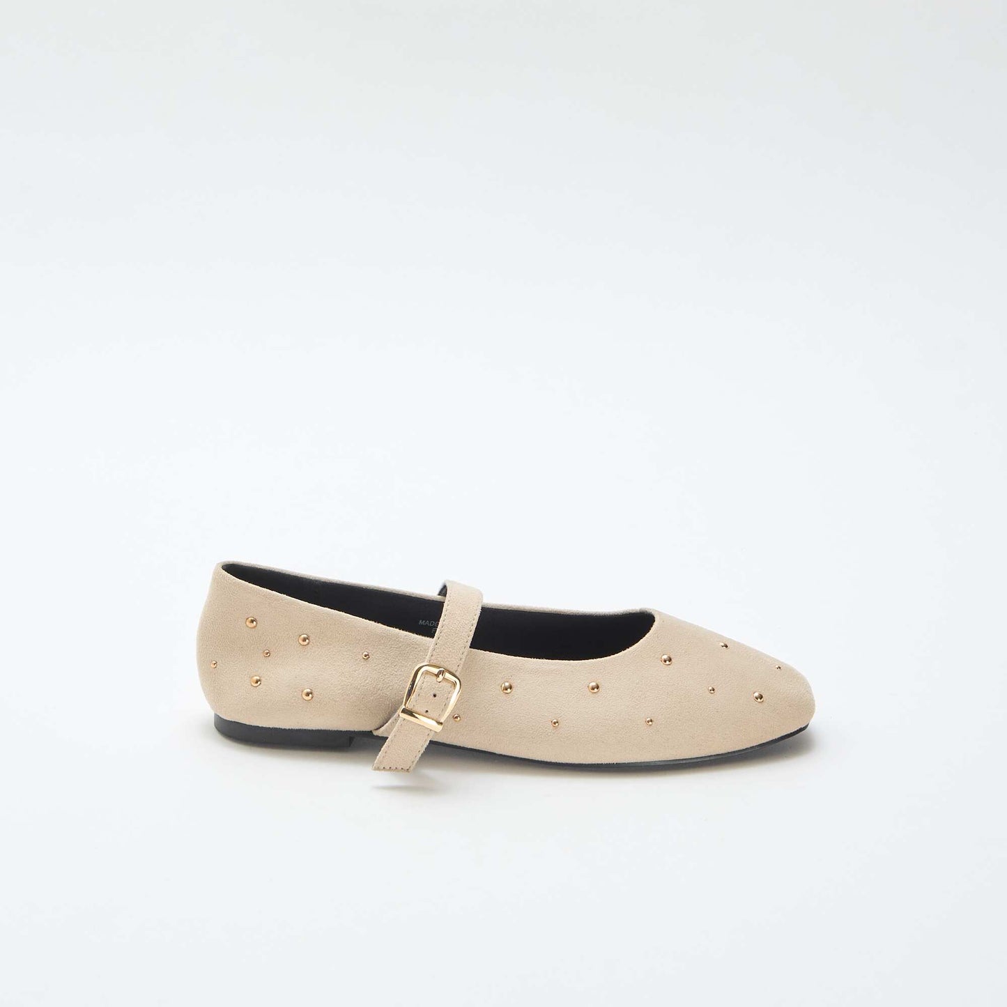Flat Faux Leather Ballet Flats BEIGE