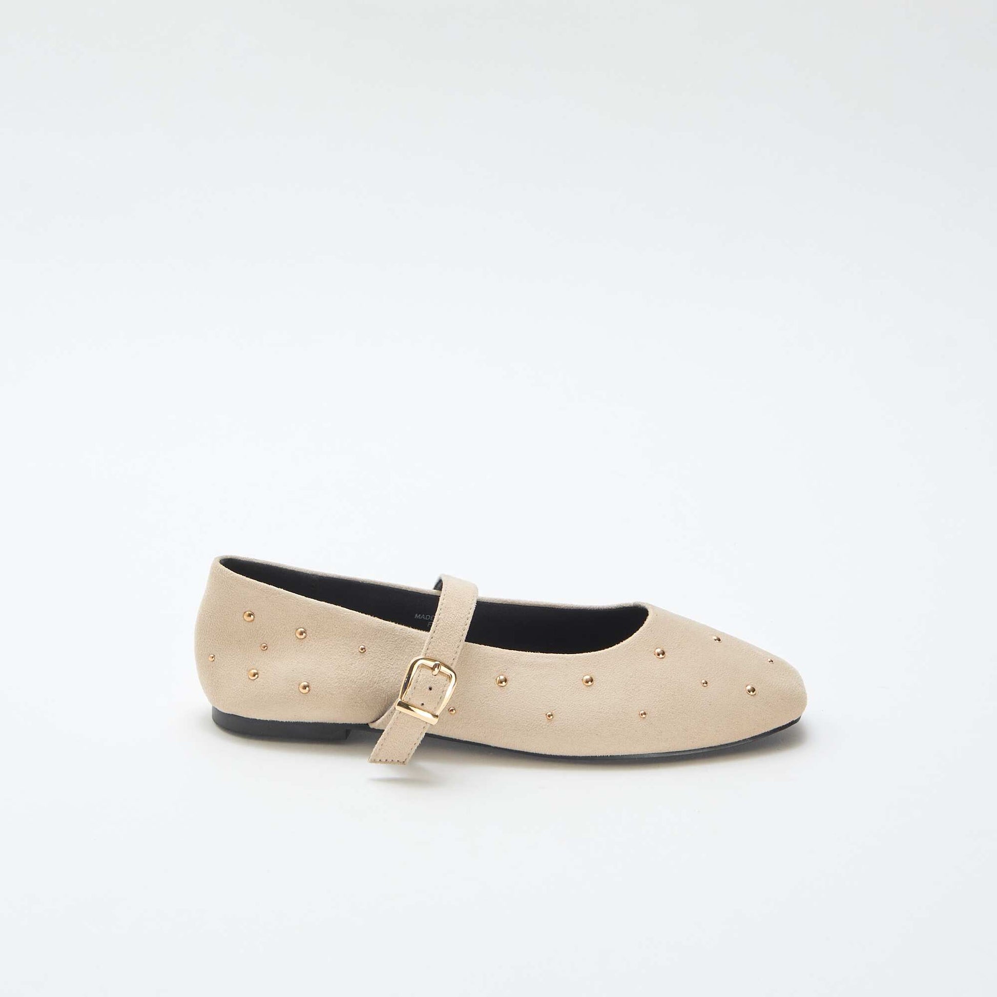 Flat Faux Leather Ballet Flats BEIGE