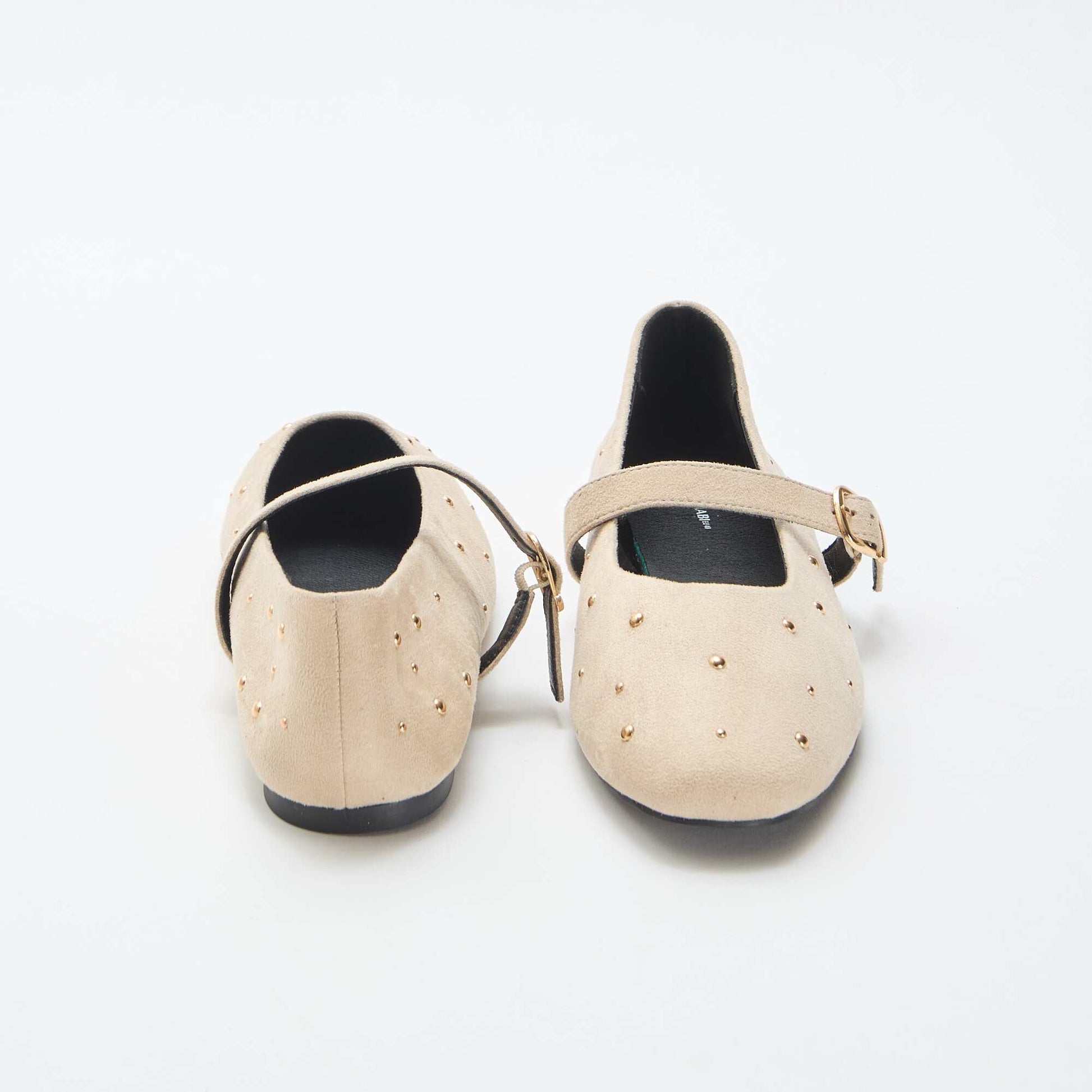 Flat Faux Leather Ballet Flats BEIGE