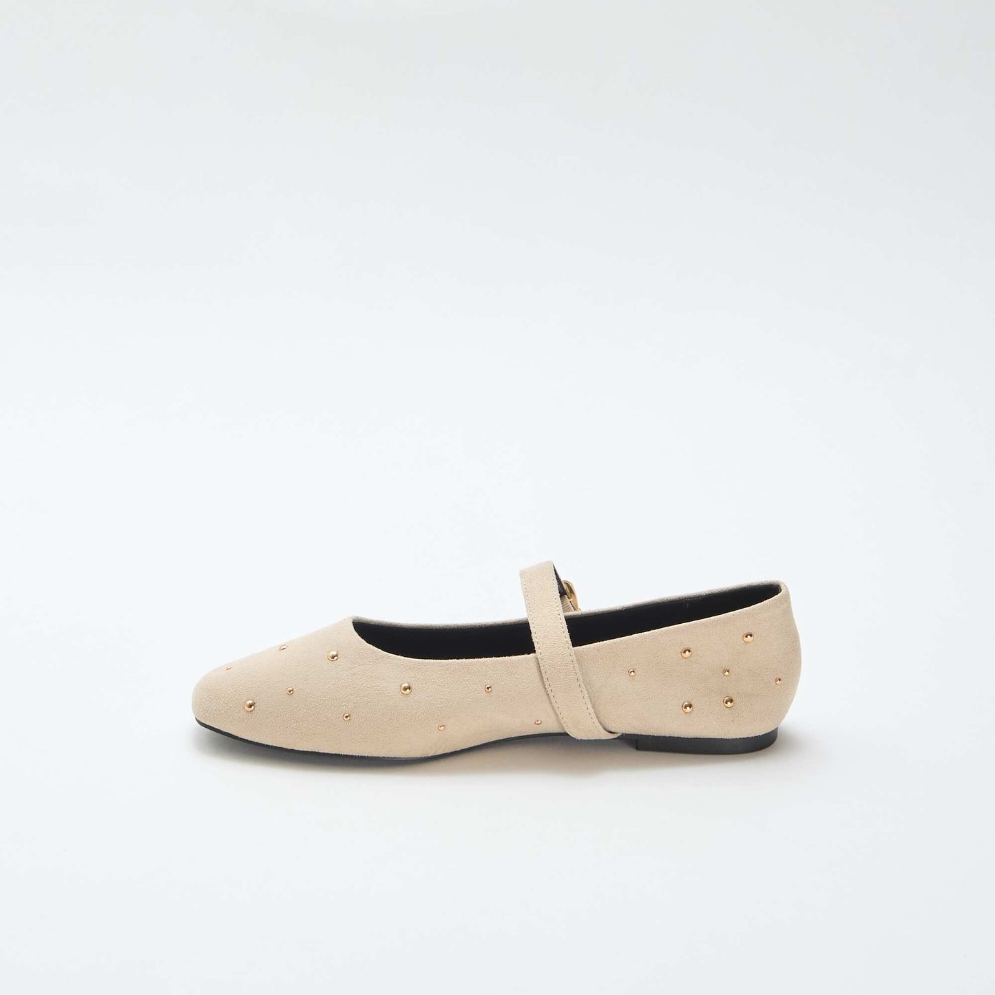 Flat Faux Leather Ballet Flats BEIGE