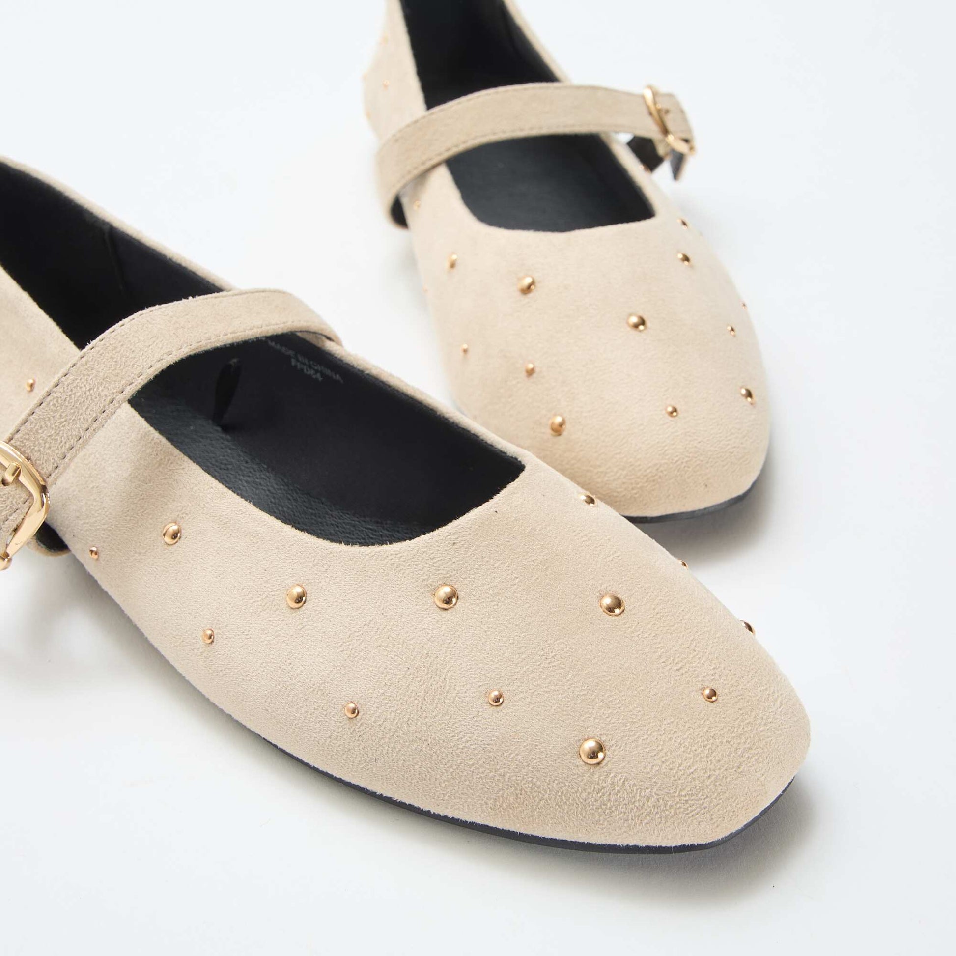 Flat Faux Leather Ballet Flats BEIGE