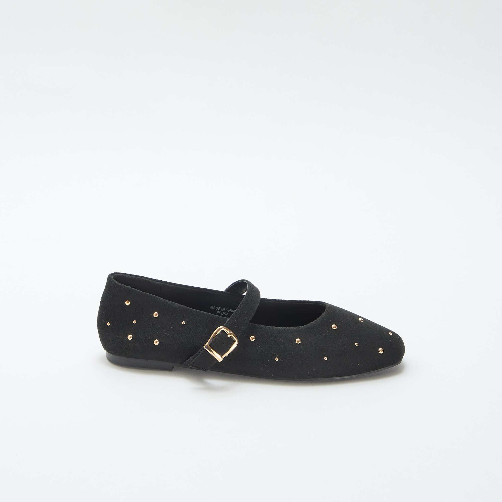 Flat Faux Leather Ballet Flats BLACK