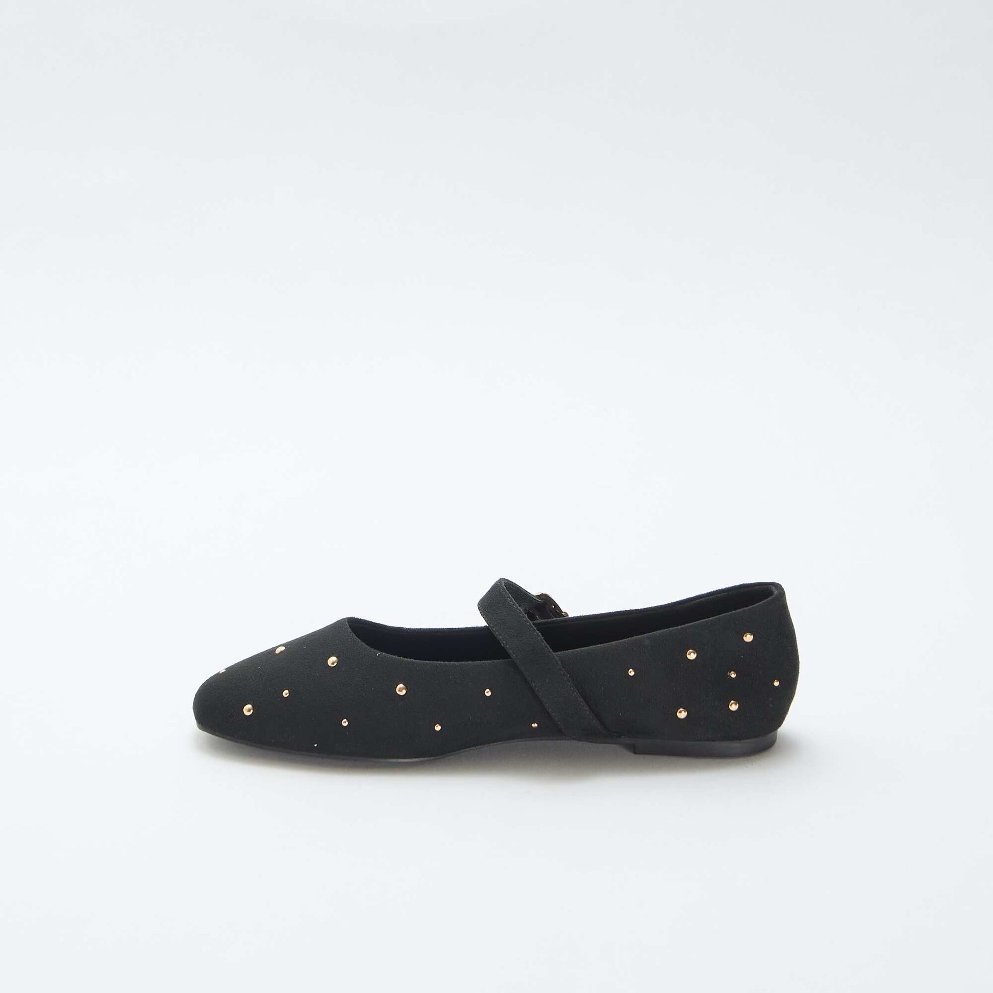 Flat Faux Leather Ballet Flats BLACK