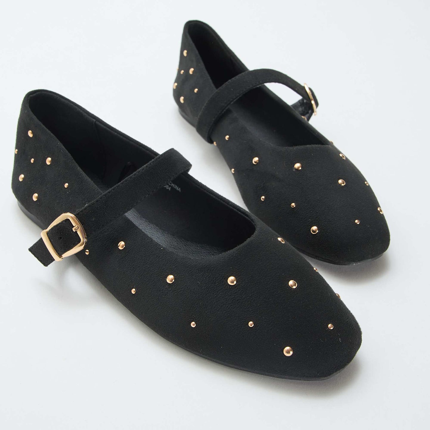 Flat Faux Leather Ballet Flats BLACK