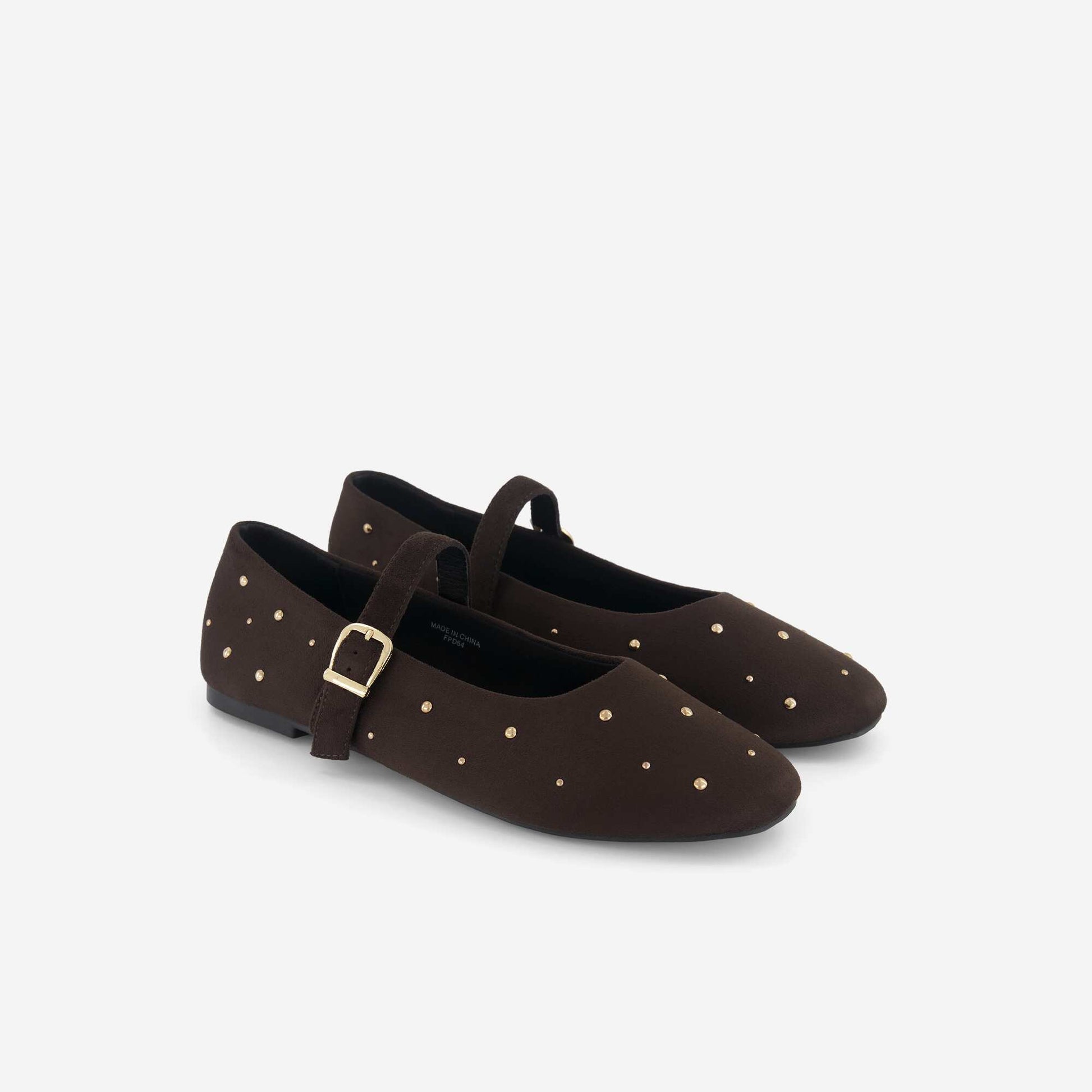 Flat Faux Leather Ballet Flats BROWN