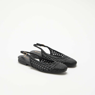 Braided Open Ballet Flats BLACK