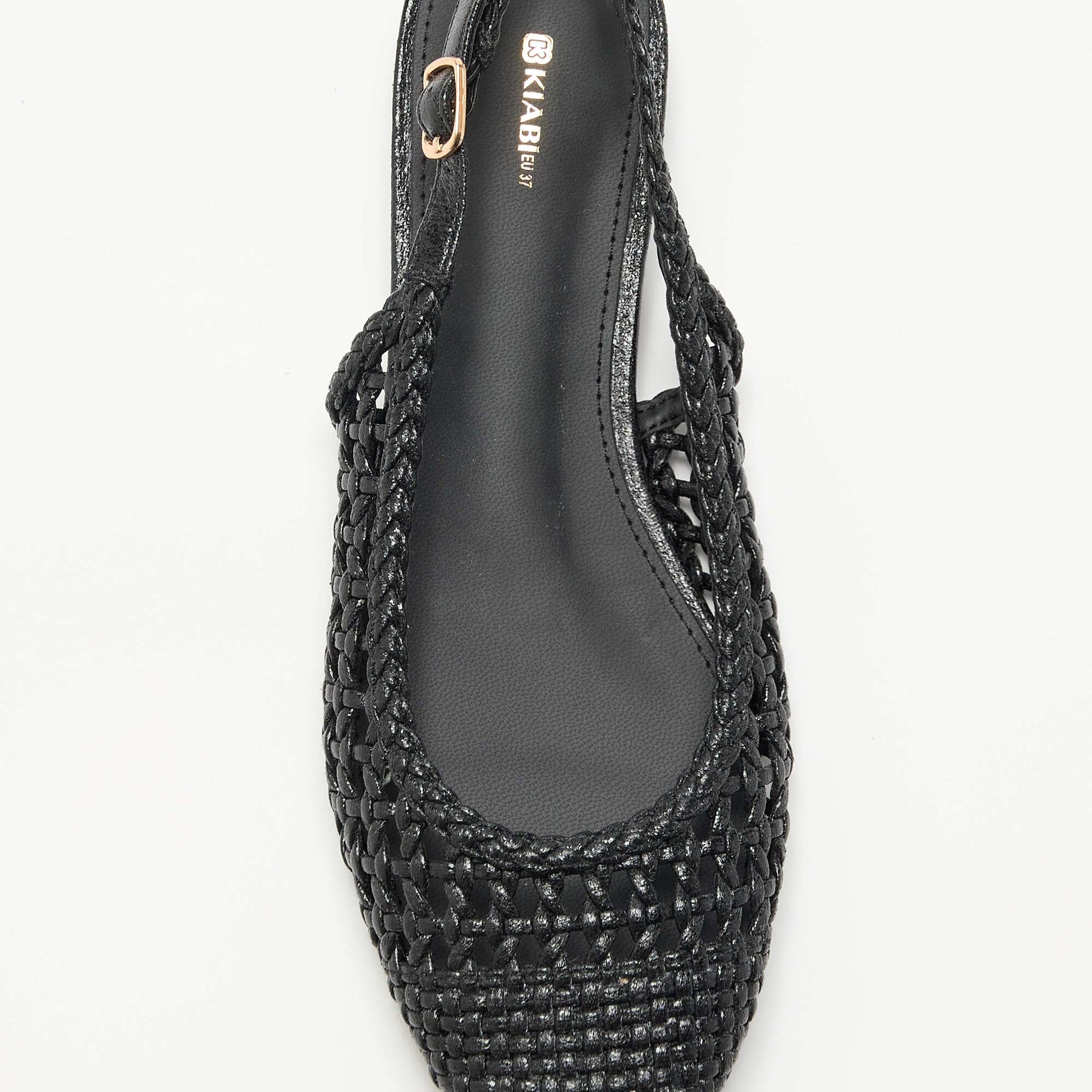 Braided Open Ballet Flats BLACK