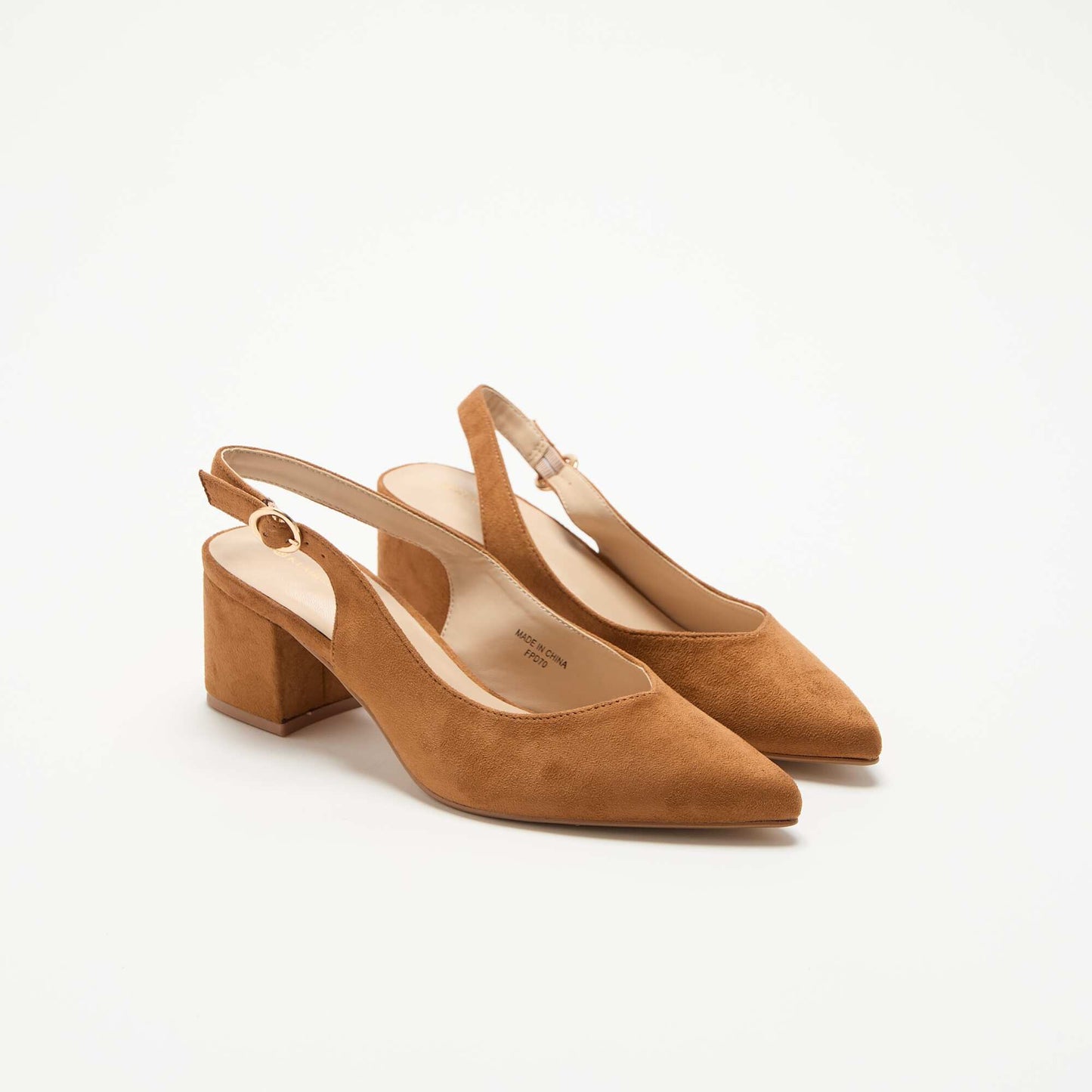 Pointed-Toe Block Heel Pumps BROWN