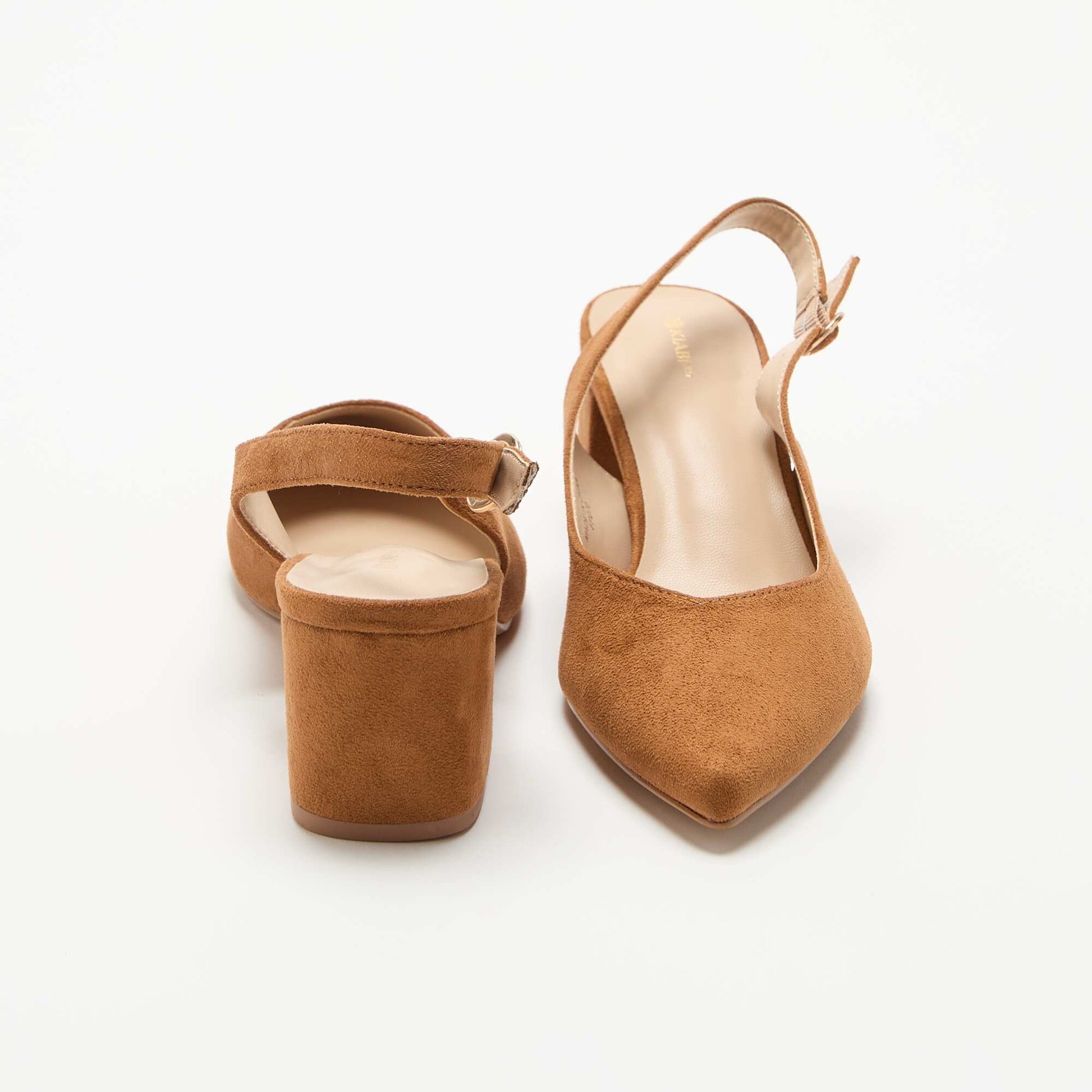 Pointed-Toe Block Heel Pumps BROWN
