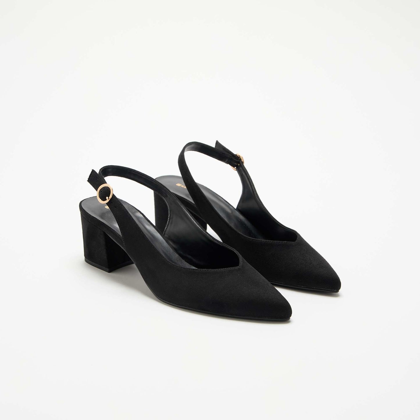Pointed-Toe Block Heel Pumps BLACK