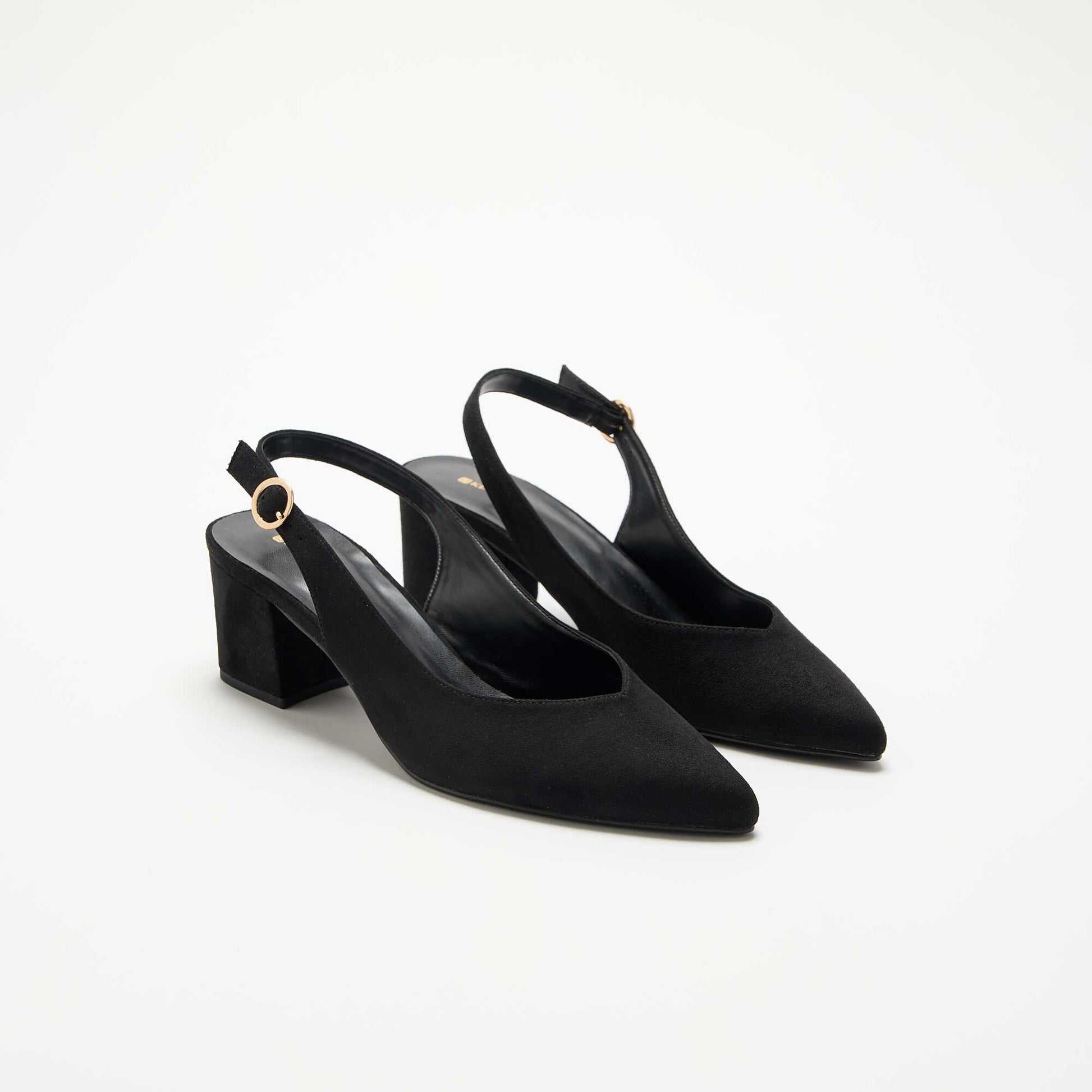 Pointed-Toe Block Heel Pumps BLACK
