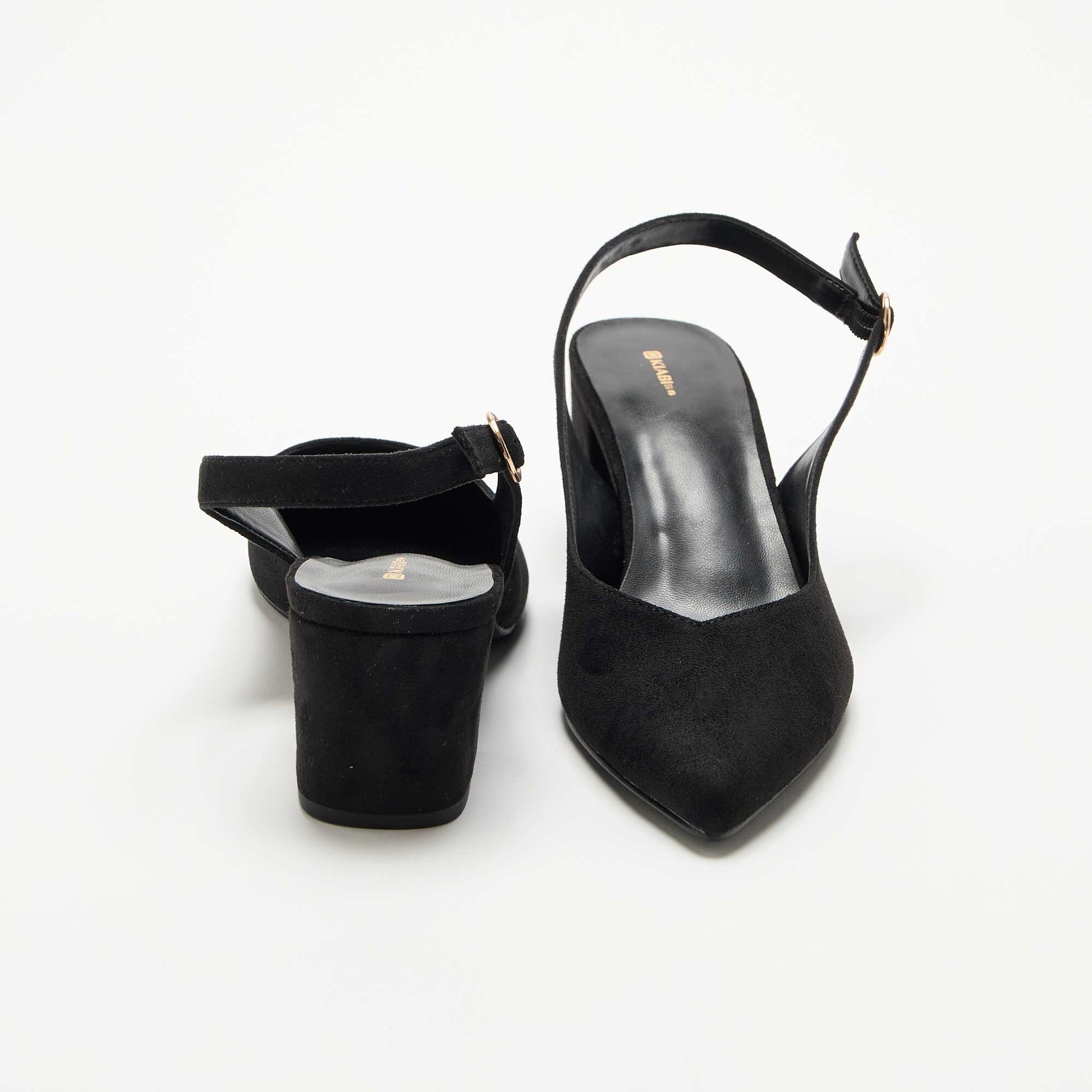 Pointed-Toe Block Heel Pumps BLACK