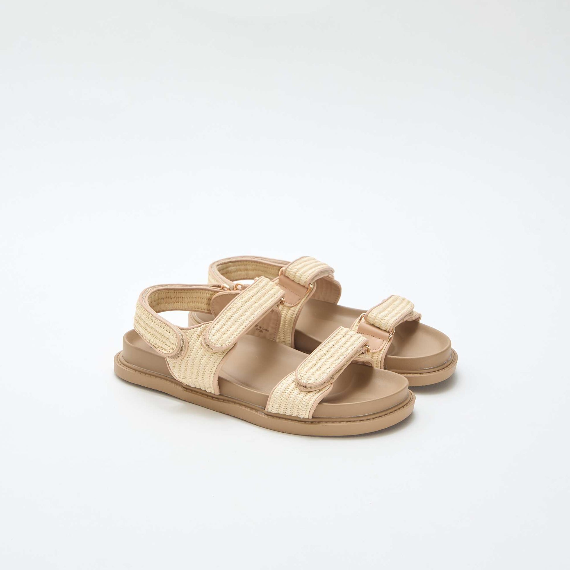 Flat sandals with straw straps BEIGE