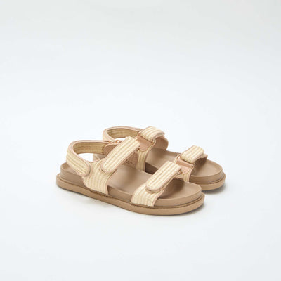Flat sandals with straw straps BEIGE