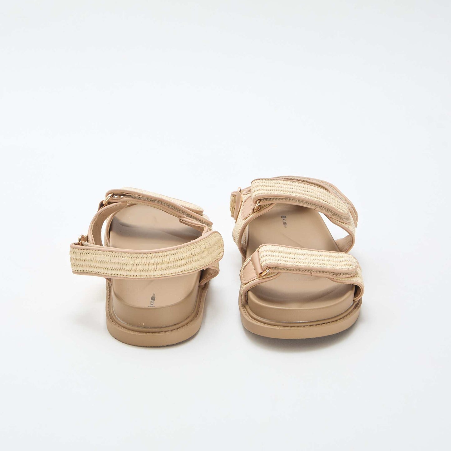 Flat sandals with straw straps BEIGE