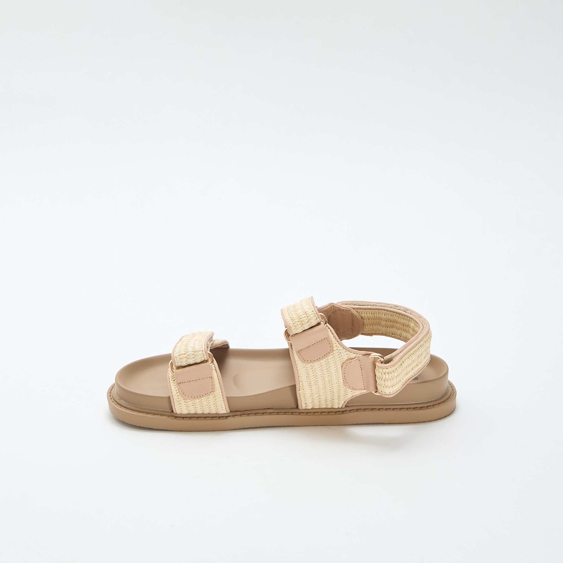 Flat sandals with straw straps BEIGE