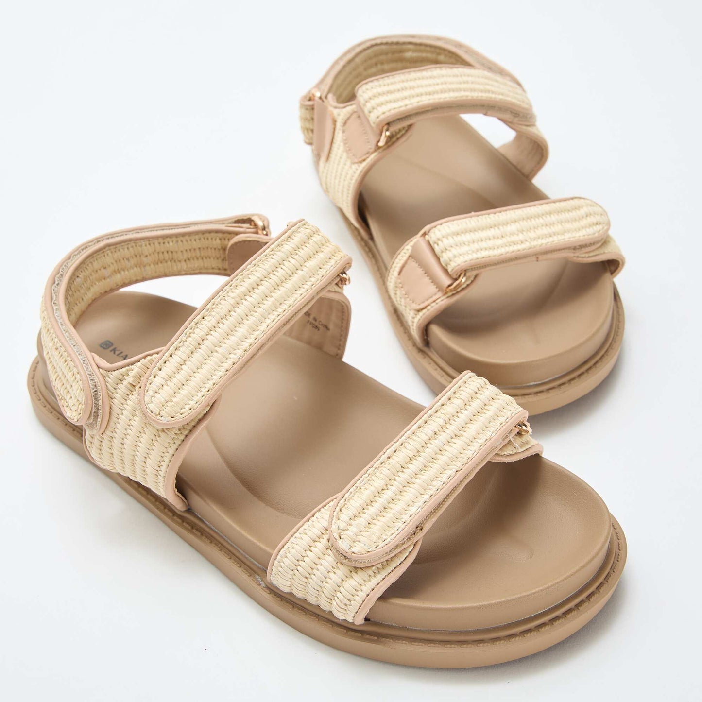 Flat sandals with straw straps BEIGE