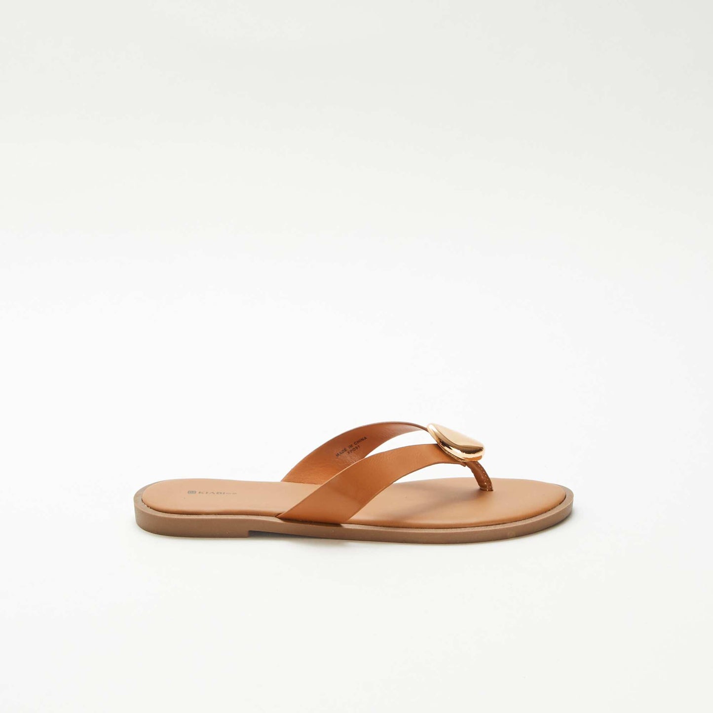 Faux Leather Flip-flops with Metallic Detail BROWN