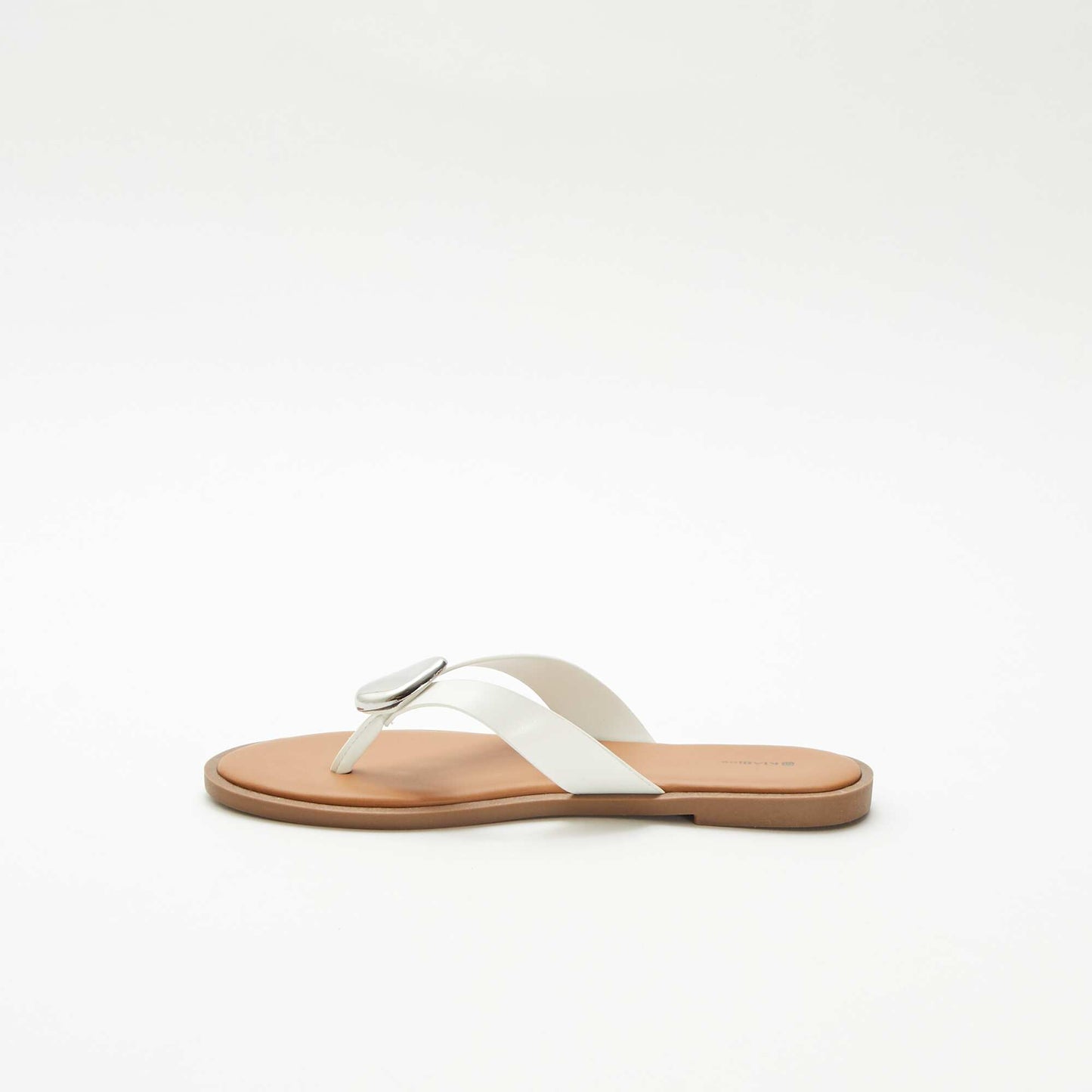 Faux Leather Flip-flops with Metallic Detail WHITE