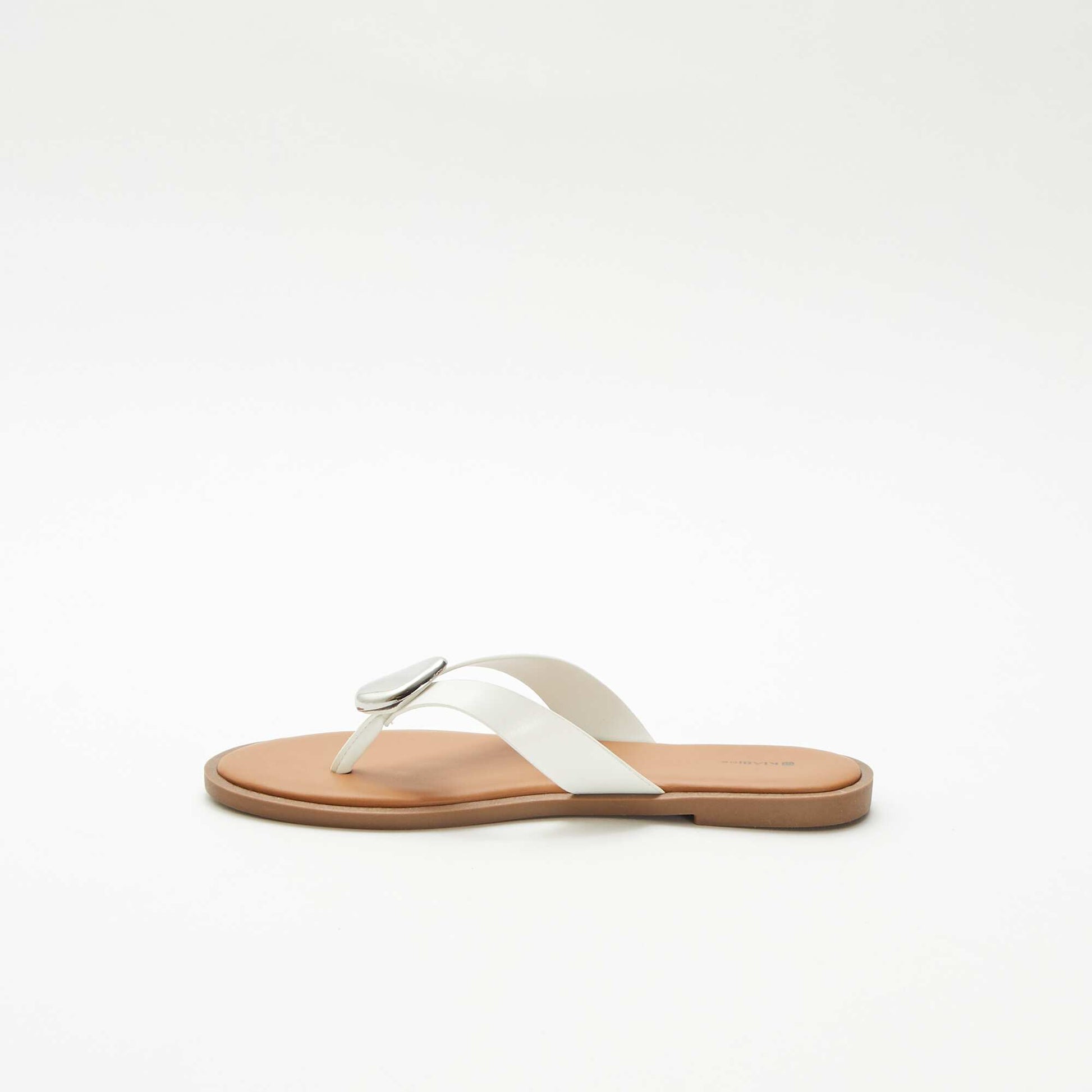 Faux Leather Flip-flops with Metallic Detail WHITE