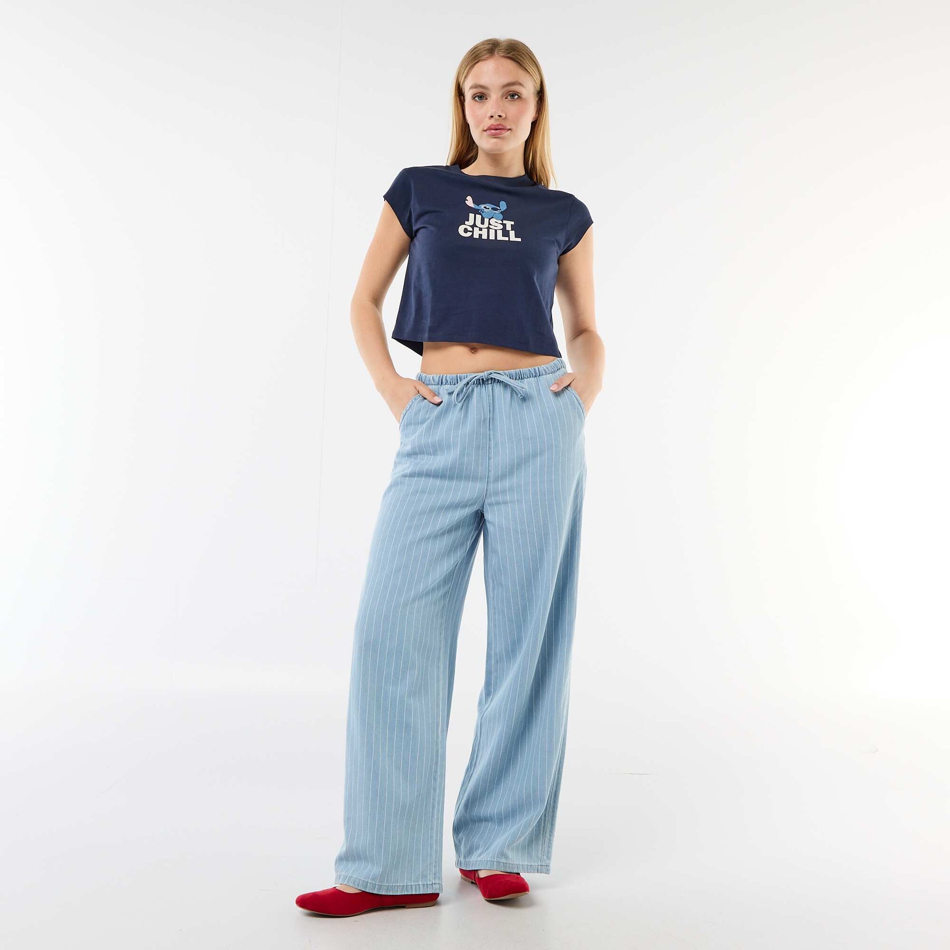 Disney \'Stitch\' Cropped T-shirt BLUE