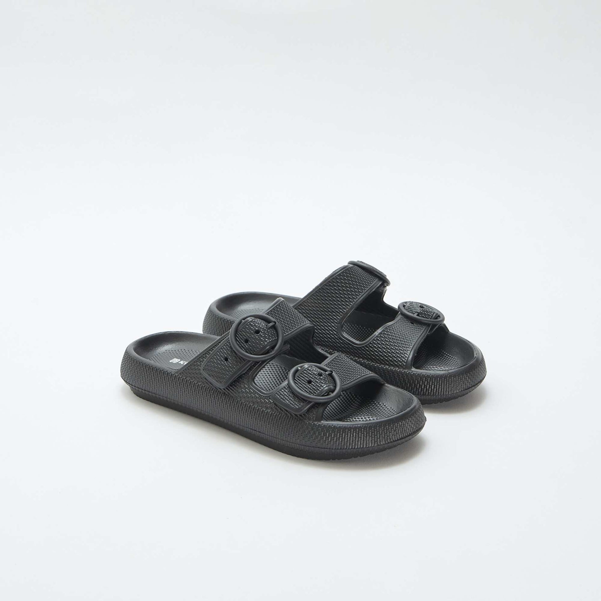 Plain double-strap mules BLACK