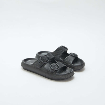 Plain double-strap mules BLACK