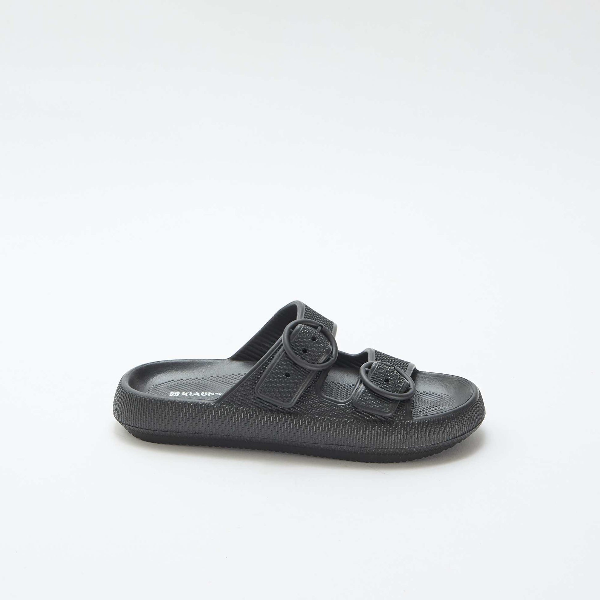 Plain double-strap mules BLACK