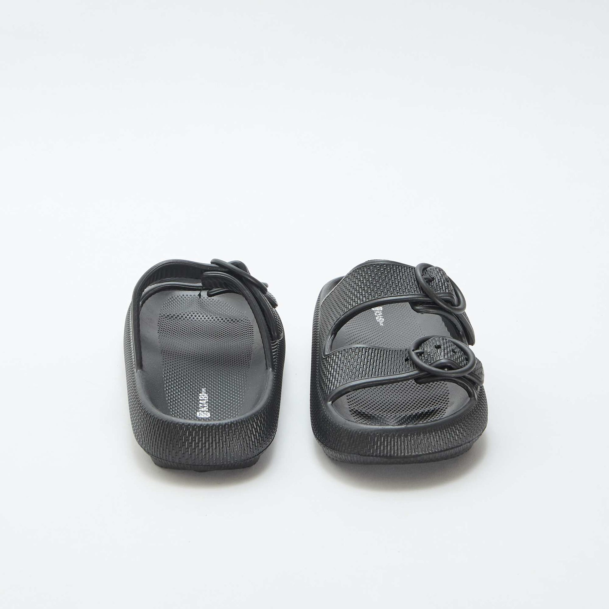 Plain double-strap mules BLACK