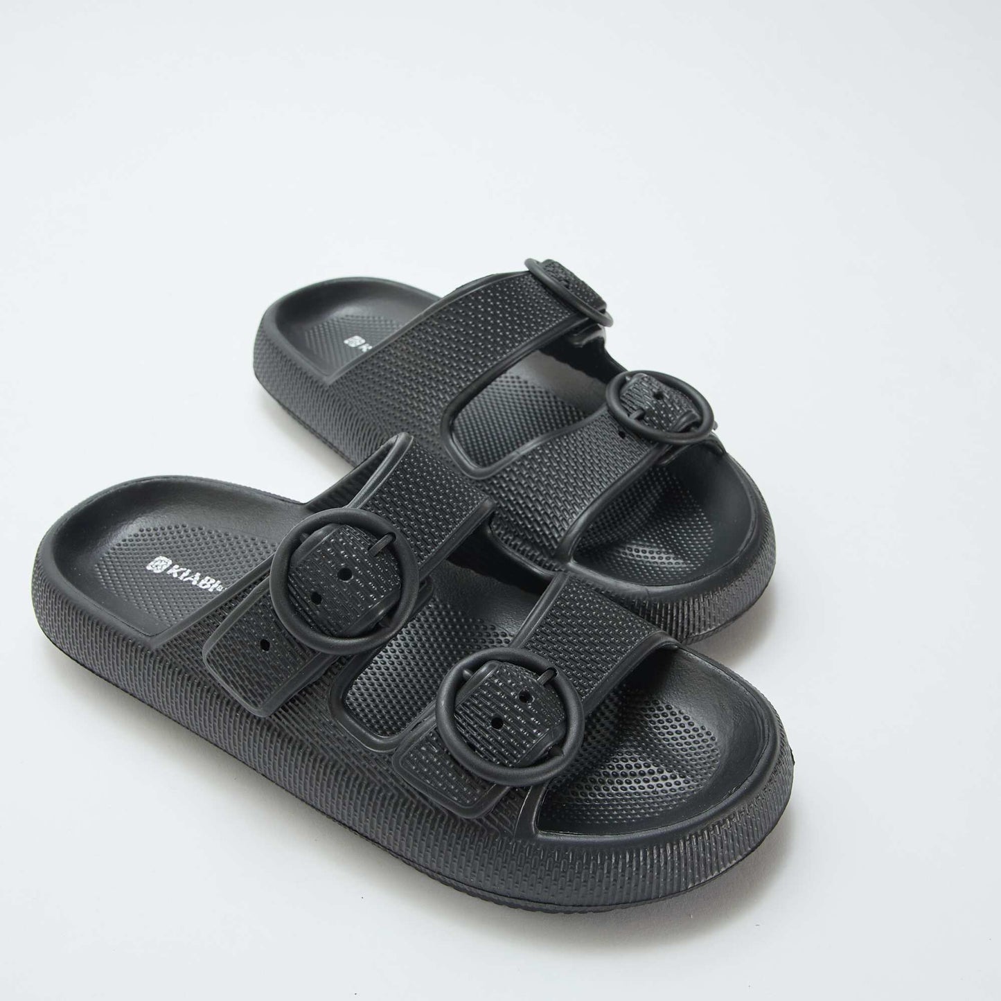 Plain double-strap mules BLACK