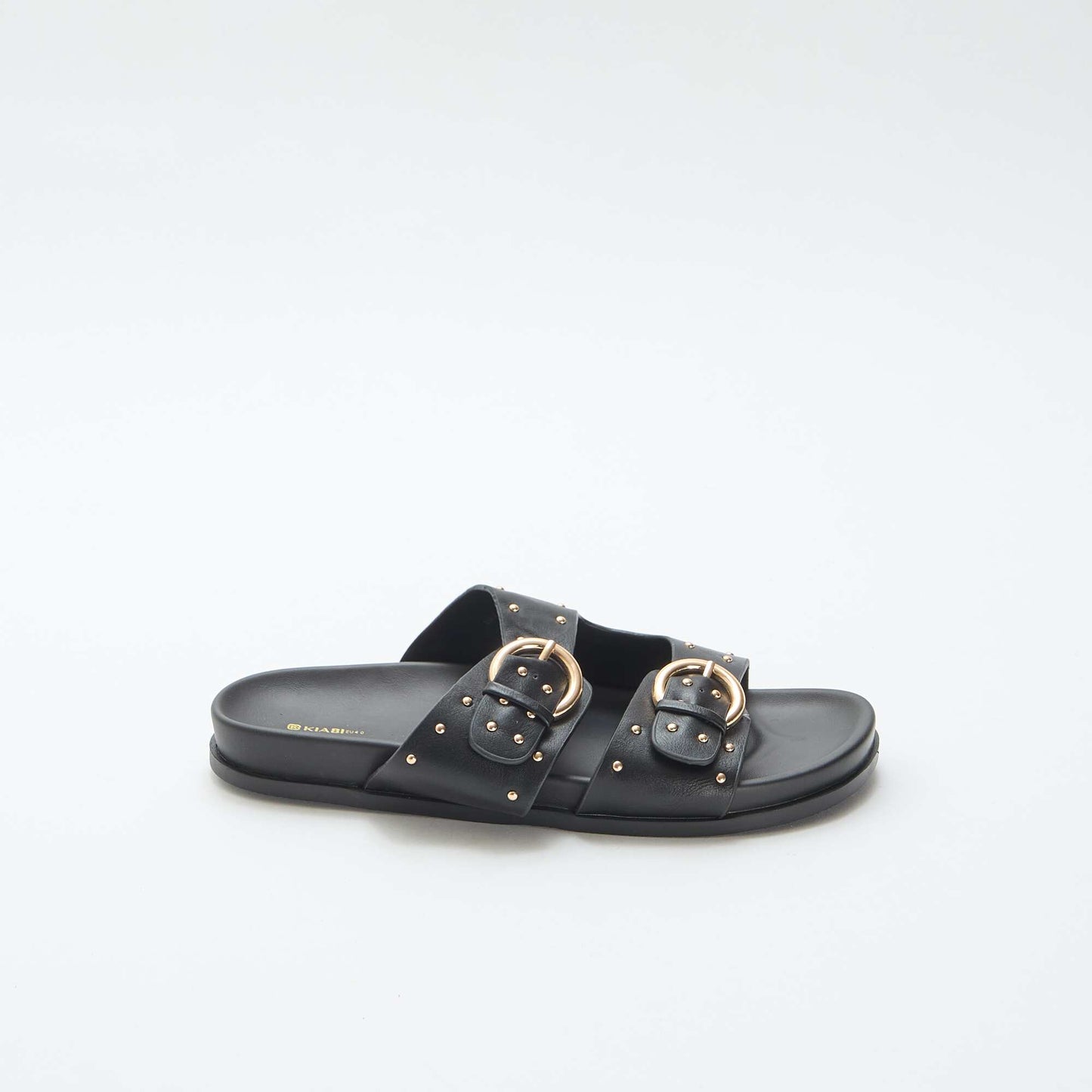 Mules with Gold-Tone Buckle Straps BLACK