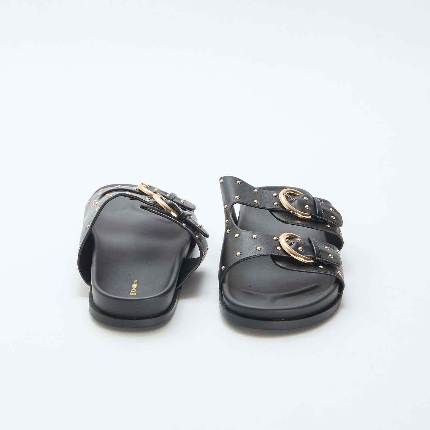 Mules with Gold-Tone Buckle Straps BLACK