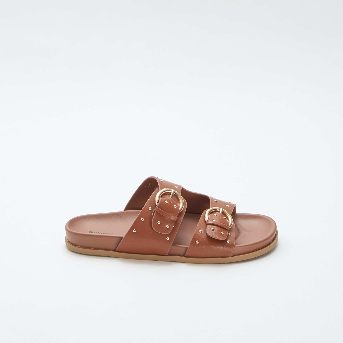 Mules with Gold-Tone Buckle Straps BROWN