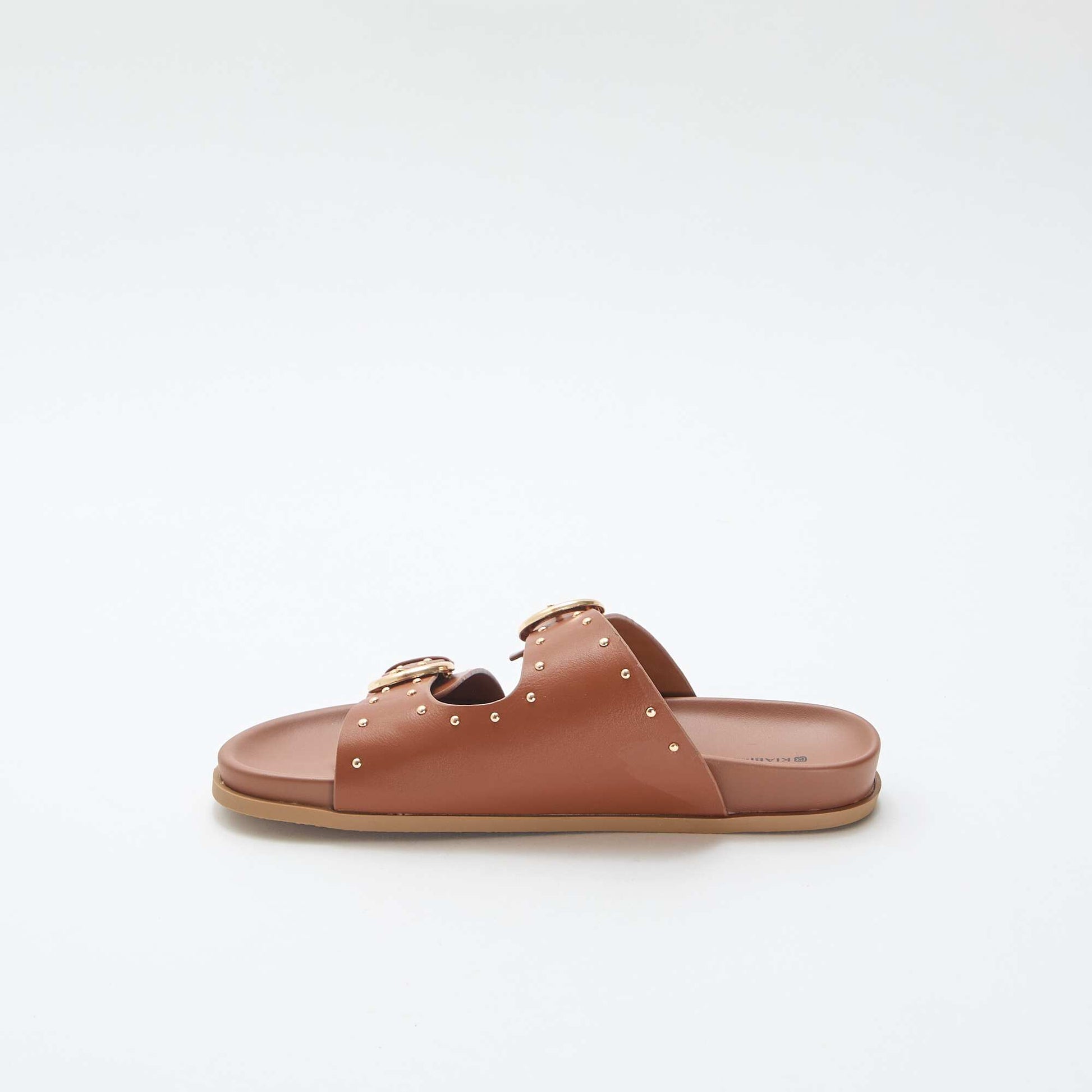 Mules with Gold-Tone Buckle Straps BROWN
