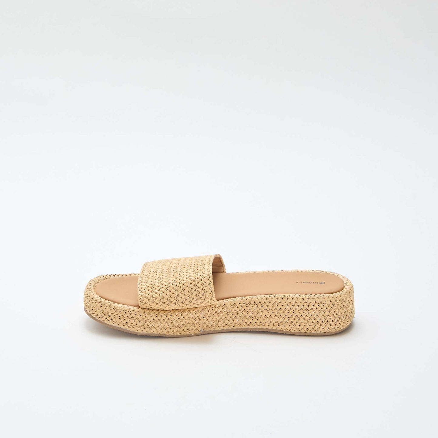 Faux Straw Wedge Mule BEIGE